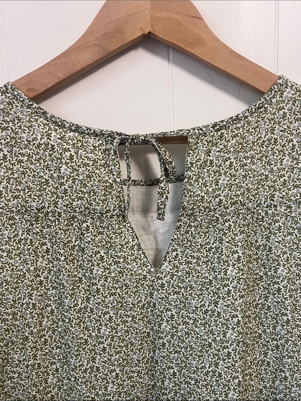 Laude the Label Tiered Maxi Dress Sage Green Micro Ditsy Floral Organic Cotton M - Picture 5 of 12